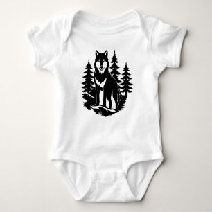 Wolf Silhouette im Wald Baby Strampler