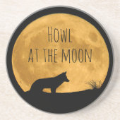 Wolf Silhouette in Bright Moon Getränkeuntersetzer (Vorne)