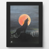 Wolf-Silhouette-Malerei von Alfred Fox Fotoplatte (Vorderseite)