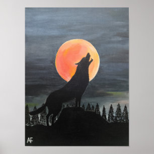 Wolf-Silhouette-Malerei von Alfred Fox Poster