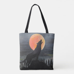 Wolf-Silhouette-Malerei von Alfred Fox Tasche