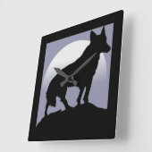 WOLF-SILHOUETTE QUADRATISCHE WANDUHR (Winkel)