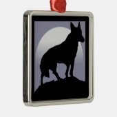 WOLF-SILHOUETTE SILBERNES ORNAMENT (Rechts)