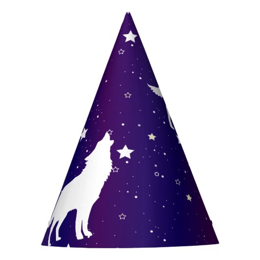 Wolf Silhouette Starry Night Galaxy Lover Universu Partyhütchen (Vorderseite)