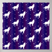 Wolf Silhouette Starry Night Galaxy Lover Universu Poster (Vorne)