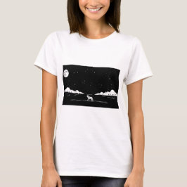 Wolf Silhouette Starry Sky Minimalistisch Design T-Shirt
