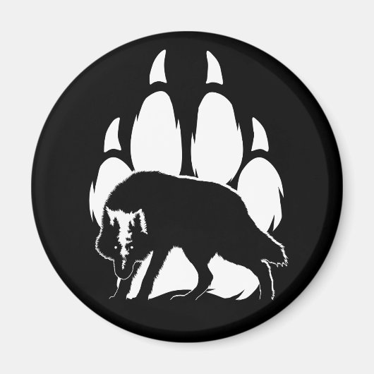 Wolf-Silhouette und Footprint Magnet (Vorne)
