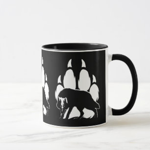 Wolf-Silhouette und Footprint Tasse