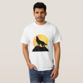 Wolf-Silhouette unter Vollmond T-Shirt (Vorne ganz)