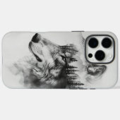 Wolf Silhouette verschmilzt mit Bergen Case-Mate iPhone Hülle (Rückseite (Horizontal))