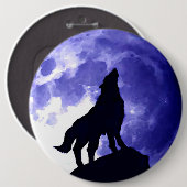 Wolf Silhouette & Vollmond Button (Vorne & Hinten)