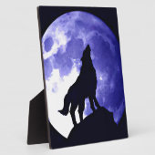 Wolf Silhouette & Vollmond Fotoplatte (Seite)