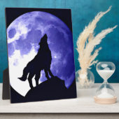 Wolf Silhouette & Vollmond Fotoplatte (Seite)