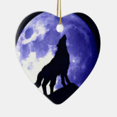 Wolf Silhouette & Vollmond Keramik Ornament (Rechts)