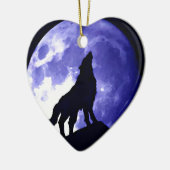 Wolf Silhouette & Vollmond Keramik Ornament (Links)