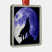 Wolf Silhouette & Vollmond Ornament Aus Metall (Rechts)