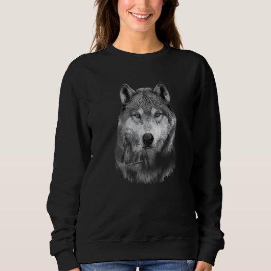 Wolf Silhouette Wolves Indischer Wald Natur Sweatshirt (Vorderseite)