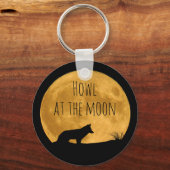 Wolf Silhouetted in Bright Moon Schlüsselanhänger (Vorderseite)