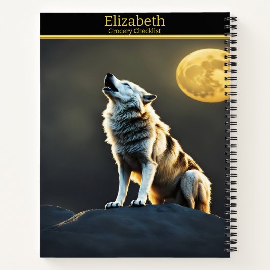 Wolf singt unter dem glühenden Mond Notizblock (Rückseite)