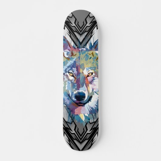 Wolf Skateboard Deck | Farbiger Wolfskopf (Vorne)