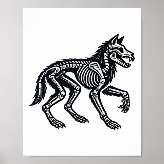 Wolf Skeleton Halloween Poster (Vorne)
