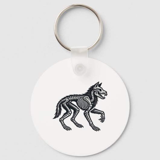 Wolf Skeleton Halloween Schlüsselanhänger (Vorderseite)