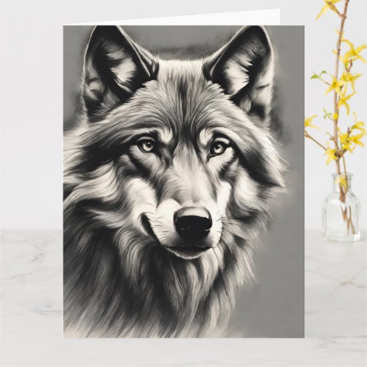Wolf Sketch Karte (Gelbe Blume)