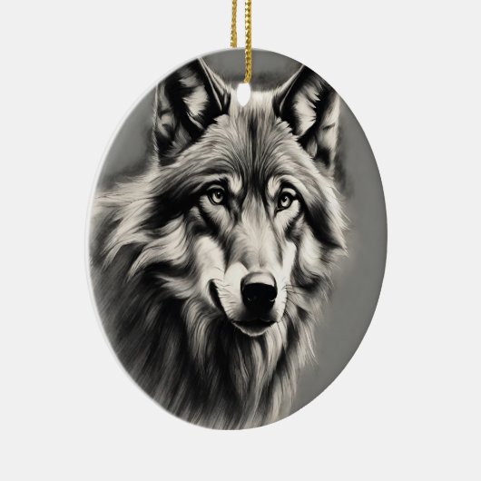 Wolf Sketch Keramik Ornament (Rechts)