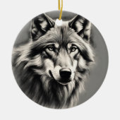 Wolf Sketch Keramik Ornament (Vorne)