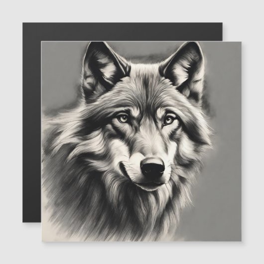 Wolf Sketch Magnetkarte (Vorne/Hinten)