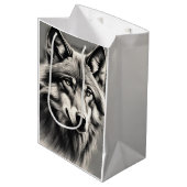 Wolf Sketch Mittlere Geschenktüte (Vorderseite Schrägansicht)