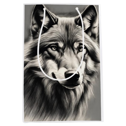 Wolf Sketch Mittlere Geschenktüte (Vorderseite)