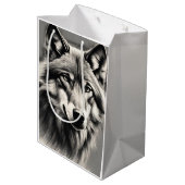 Wolf Sketch Mittlere Geschenktüte (Rückseite Schrägansicht)