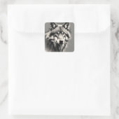 Wolf Sketch Quadratischer Aufkleber (Tasche)