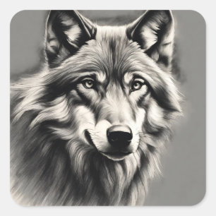 Wolf Sketch Quadratischer Aufkleber