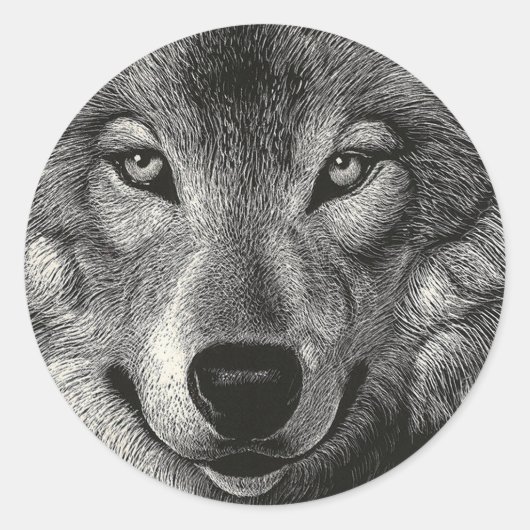 Wolf Sketch Runder Aufkleber (Vorderseite)