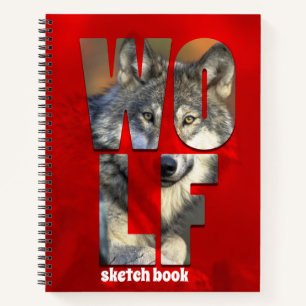 Wolf Sketchbook Tierfotografie mit Typografie Notizblock