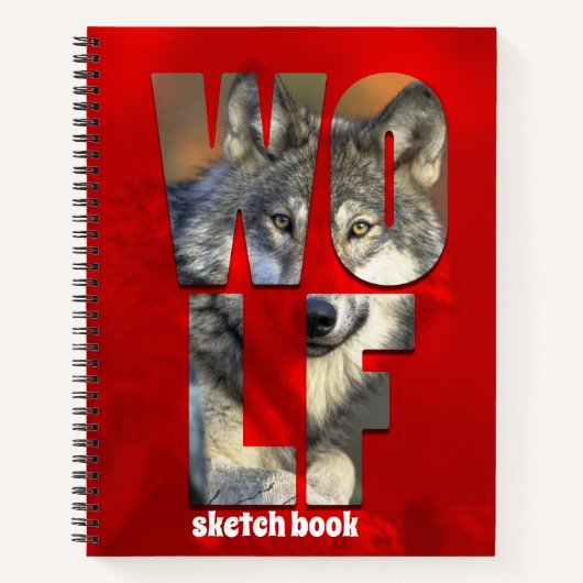 Wolf Sketchbook Tierfotografie mit Typografie Notizblock (Vorderseite)