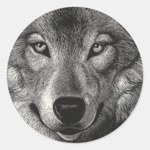 Wolf-Skizze Runder Aufkleber