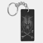 Wolf Skull und Crossbones Schlüsselanhänger (Vorderseite links)