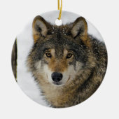 Wolf Snow Tree Foto Keramik Ornament (Vorne)