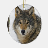 Wolf Snow Tree Foto Keramik Ornament (Links)