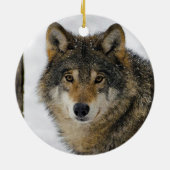 Wolf Snow Tree Foto Keramik Ornament (Hinten)