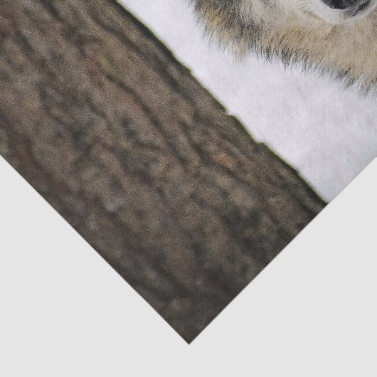 Wolf Snow Tree Foto Seidenpapier (Ausschnitt)