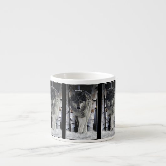 Wolf & Snowy Forest Espresso Tasse (Vorderseite)