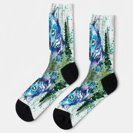 Wolf Socks | Farbige Wolfsocken Socken (Linkes Detail)