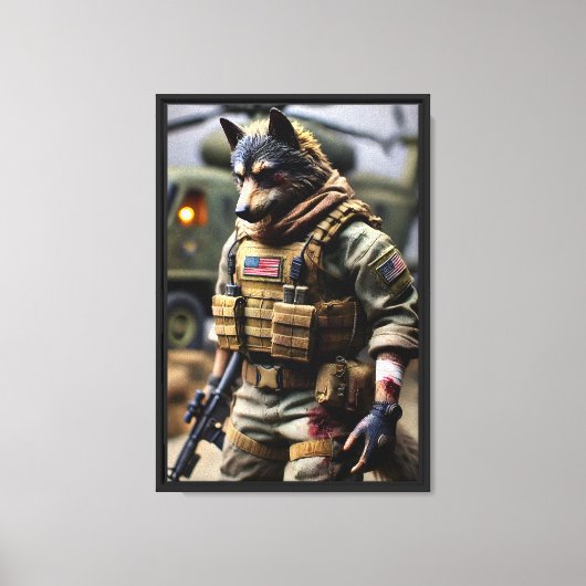 Wolf Soldier Warrior Gerahmte Leinwand Mauer (Vorderseite)
