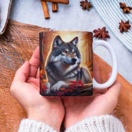 Wolf Solitude Amidst Nature Kaffeetasse