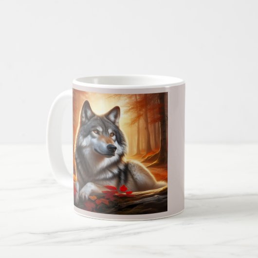 Wolf Solitude Amidst Nature Kaffeetasse (Vorderseite Links)