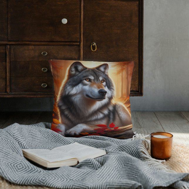 Wolf Solitude Amidst Nature Kissen (Von Creator hochgeladen)